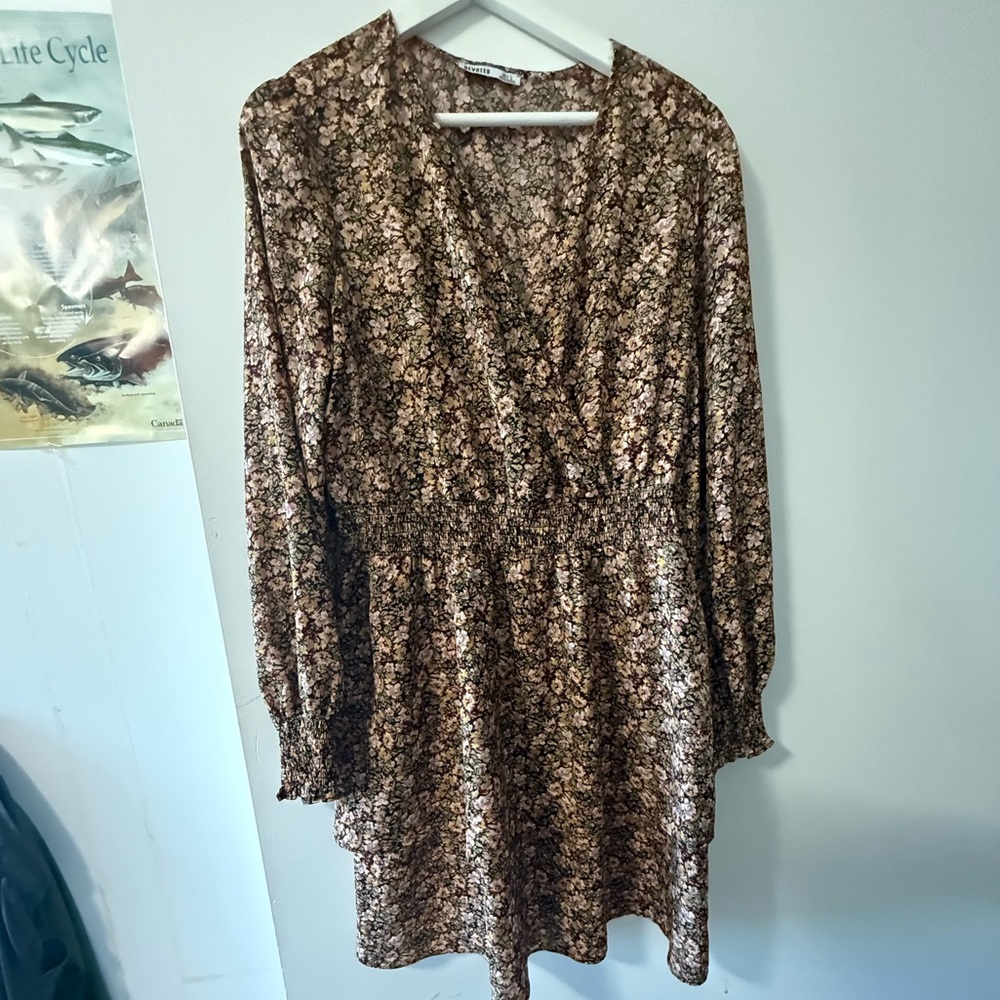 Chic autumn Floral Long Sleeve Dress
